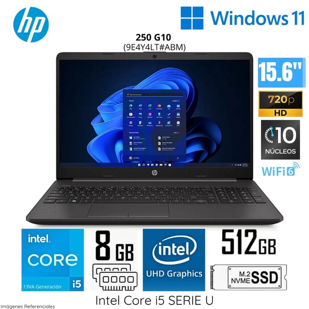 Laptop HP 250 G10 Intel CoreI5 1335U 8GB RAM 512GB SSD 15.6"" HD WIN 11 (9E4Y4LT#ABM)