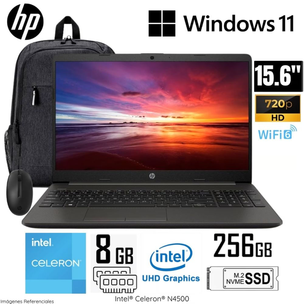 Laptop HP 250 G9 Intel Celeron N4500 8GB RAM 512GB SSD 15.6"" HD - A12FJLA