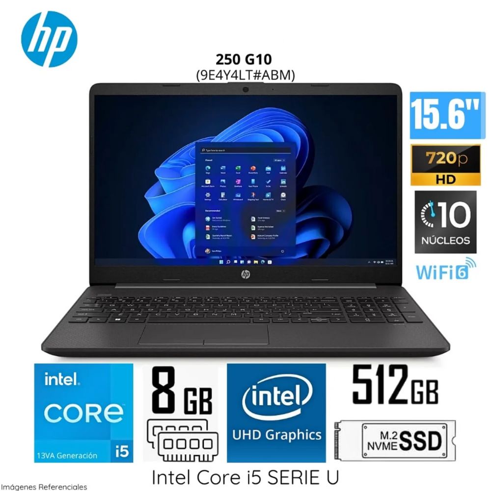 Laptop HP 250 G10 Intel Core i5-1334U 8GB RAM 512GB SSD 15.6"" HD - 9E4Y4LT