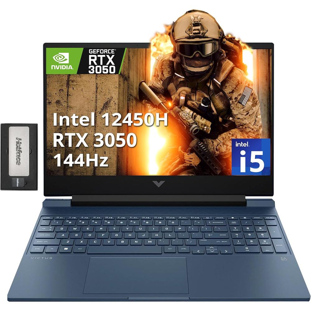 Laptop HP Victus 15.6"" FHD 144Hz i5-12450H 16GB RAM 512GB SSD RTX3050 | Azul - Teclado Inglés