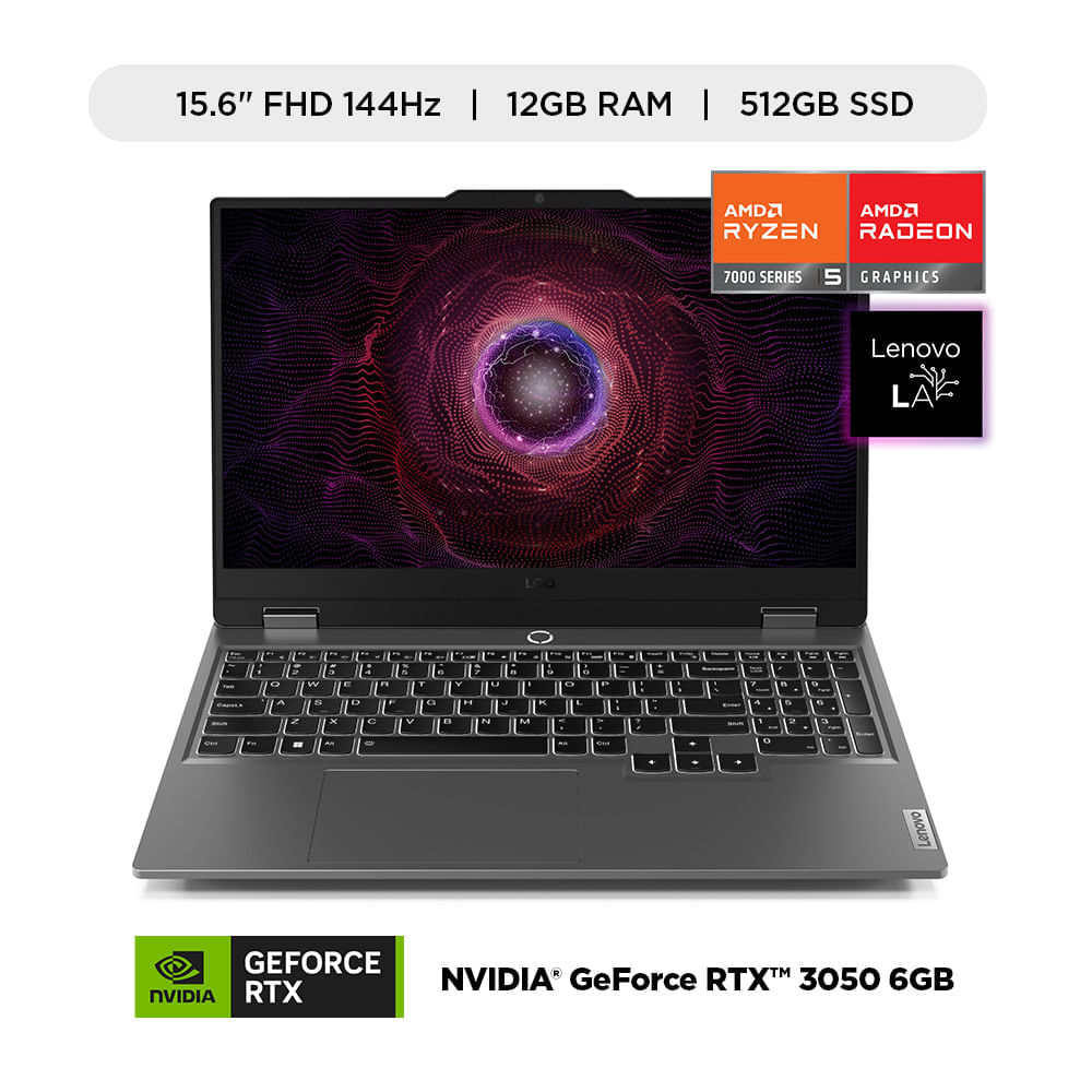 Laptop Lenovo NB LOQ 15ARP9 15.6"" NVIDIA GeForce RTX 3050 Ryzen™ 5 7235HS 12GB RAM 512GB SSD