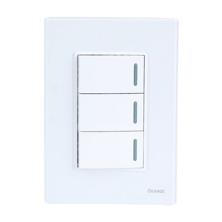 Placa Armada Orange: Interruptor Triple Vitro Blanco