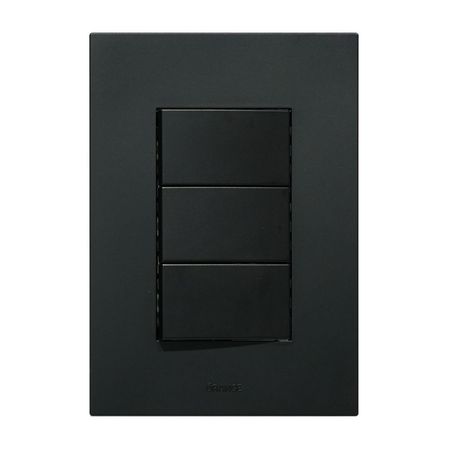 Placa Armada Orange: Interruptor Triple Matte Negro