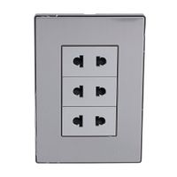 Placa Armada Orange: Tomacorriente Triple Universal Acero Inoxidable