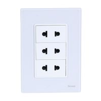 Placa Armada Orange: Tomacorriente Triple Universal Vitro Blanco