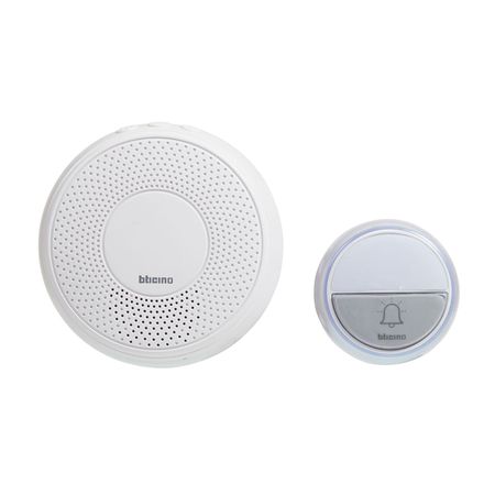 Timbre Inalámbrico Biticino Modelo 393016D 15 Melod en Color Blanco y Humo
