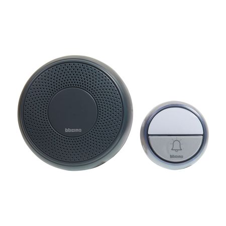 Timbre Inalámbrico Biticino Modelo 393014G 15 Melodías Negro con Luz LED