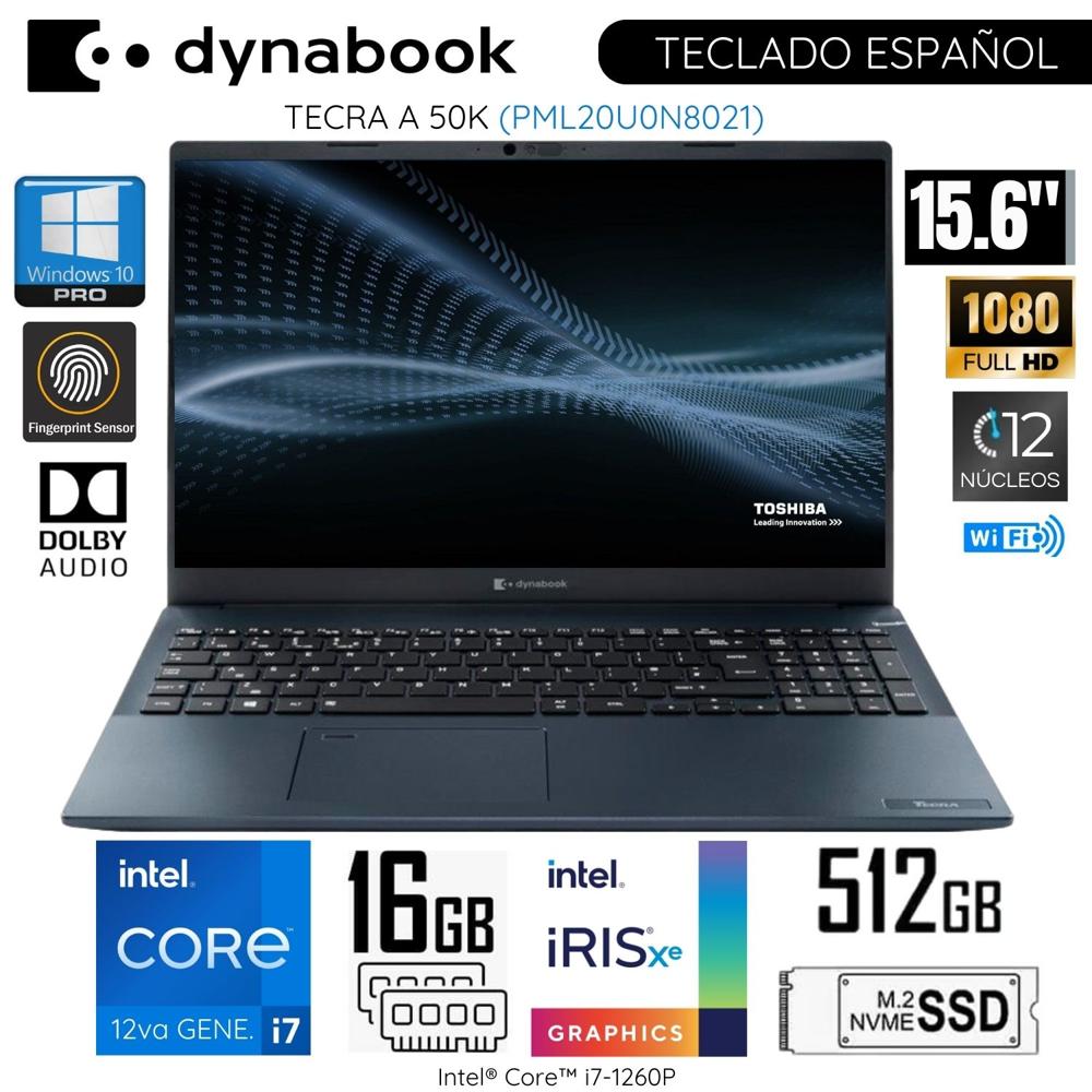 Laptop Dynabook Tecra A 50K Intel Corei7-1260P 16GB RAM 512GB SSD 15.6"" FHD Win 10 Pro PML20U0N8021