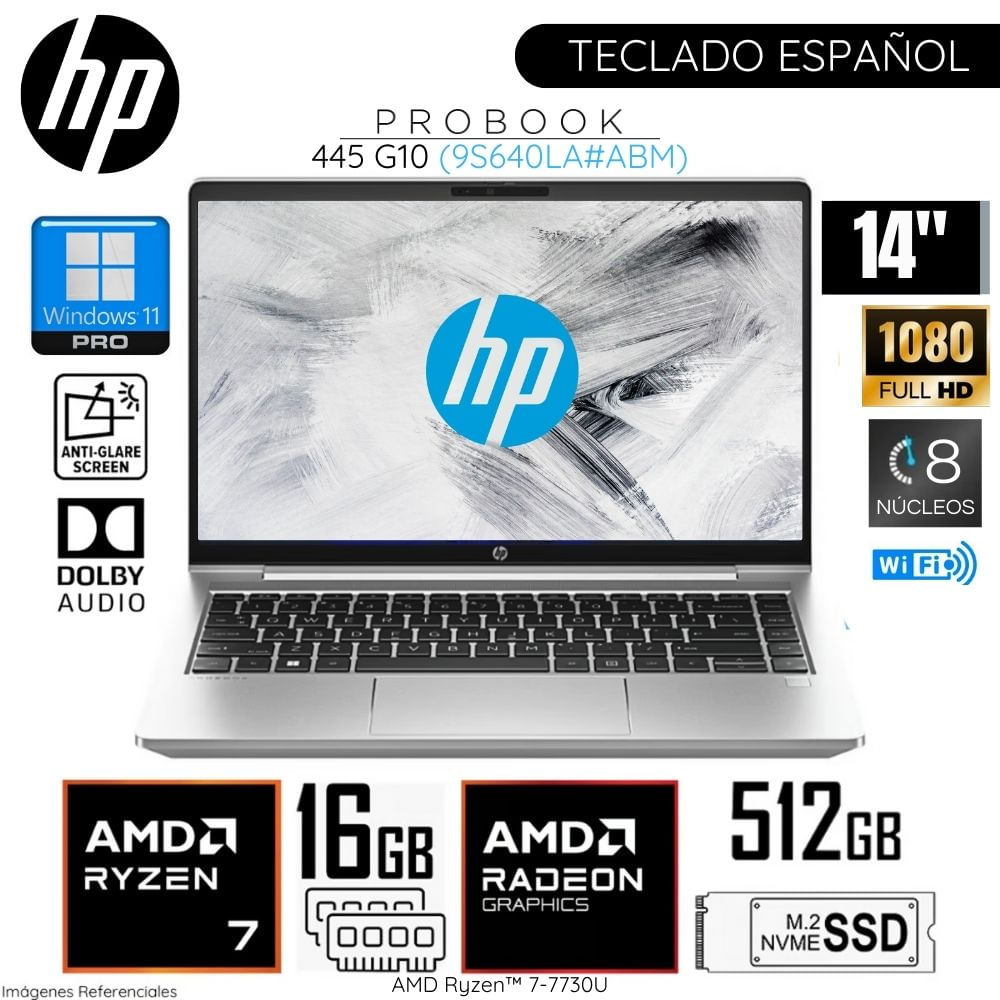 Laptop HP Probook 445 G10 Ryzen 7-7730U 16GB RAM 512GB SSD 14"" FHD Win 11 Pro - (9S640LA#ABM)