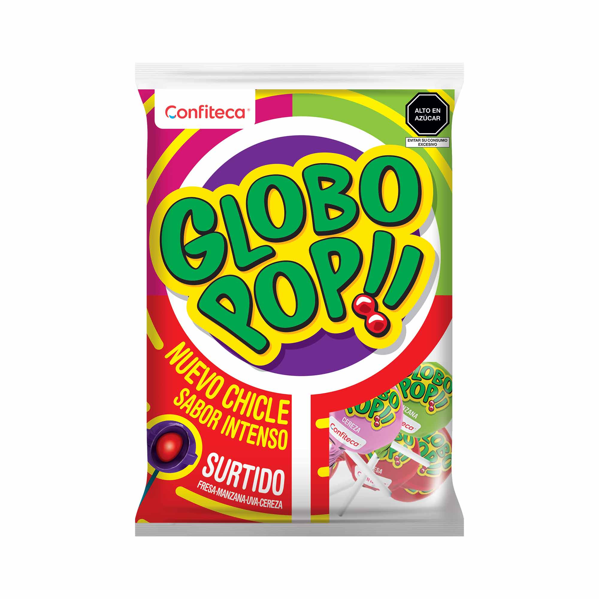 Chupetes GLOBO POP!! Con chicle sabores surtidos Bolsa 480Gr