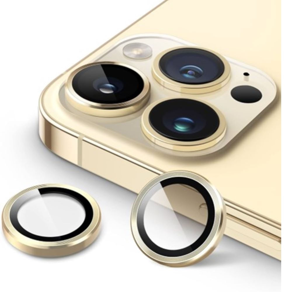 Micas de cámara individuales metal para iphone 12 pro max dorado