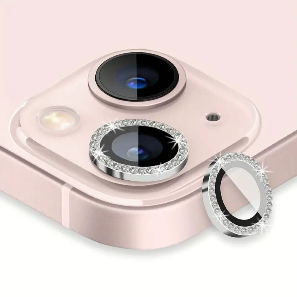 Micas de cámara individuales piedras para iphone 13 plata