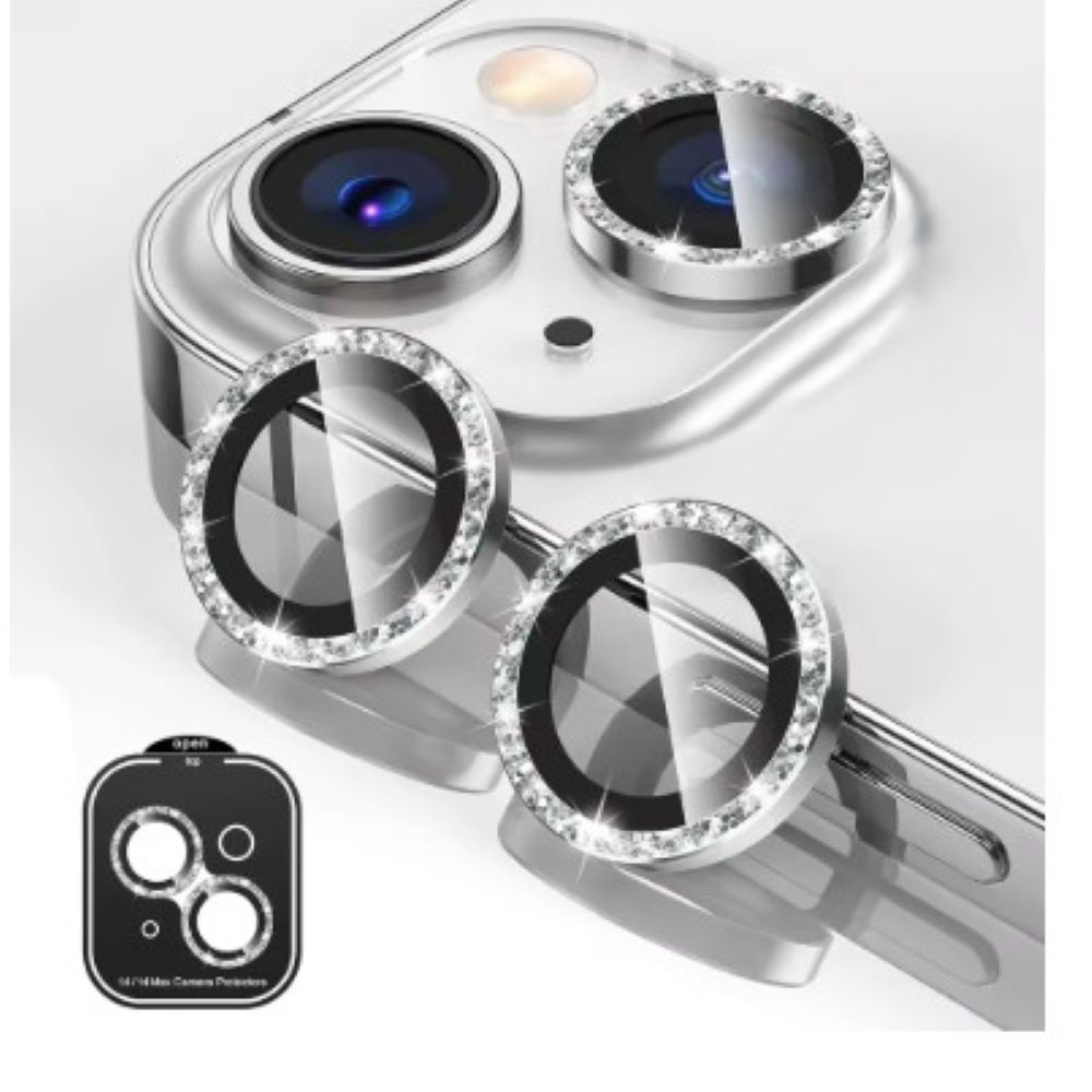 Micas de cámara individuales escarcha para iphone 15 15 plus plata