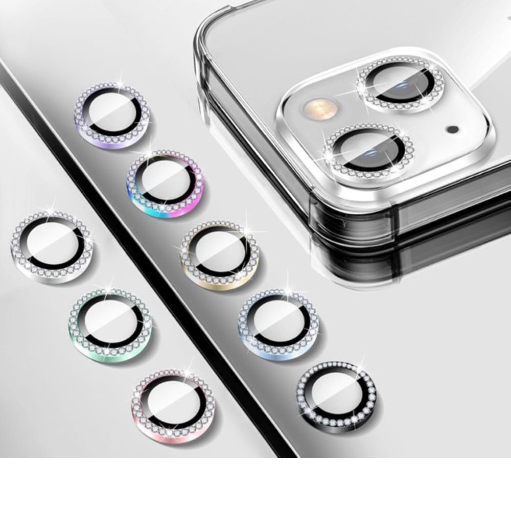 Micas de cámara individuales piedras para iphone 15 15 plus dorado