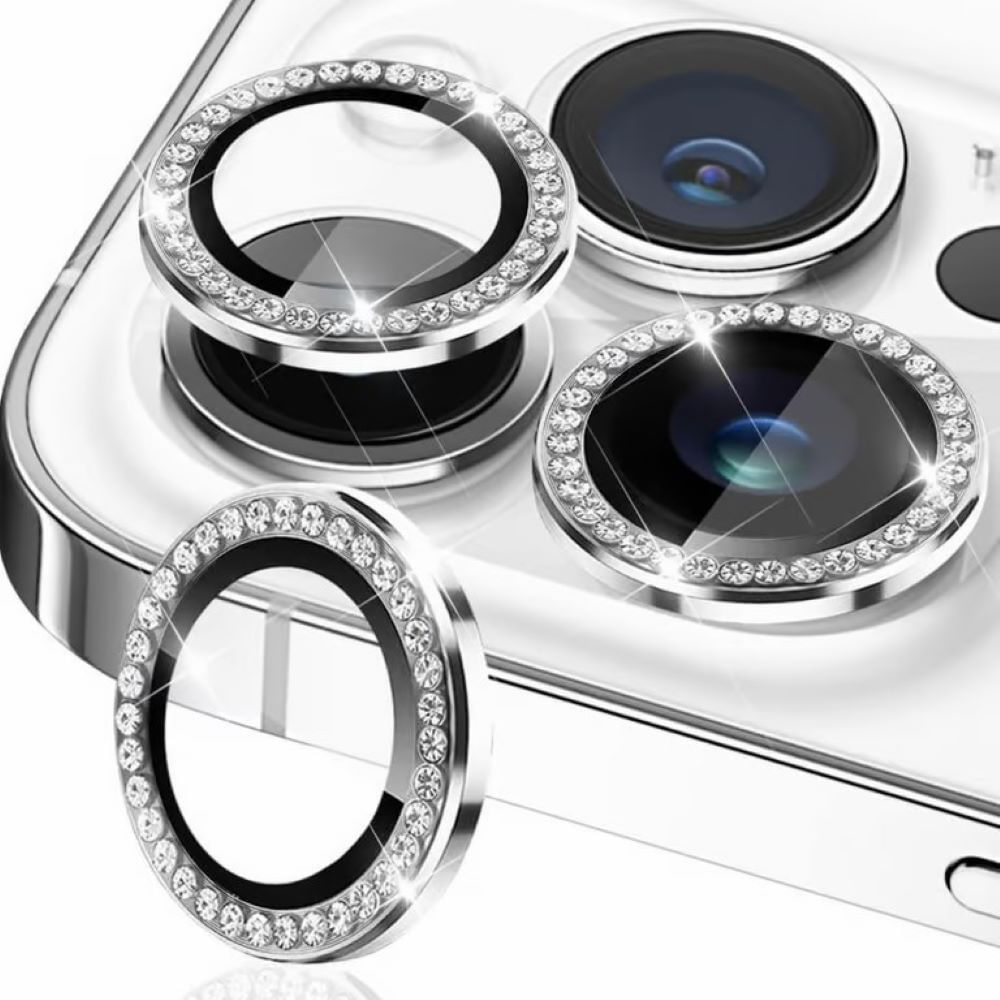 Micas de cámara individuales piedras para iphone 13 pro 13 pro max plata