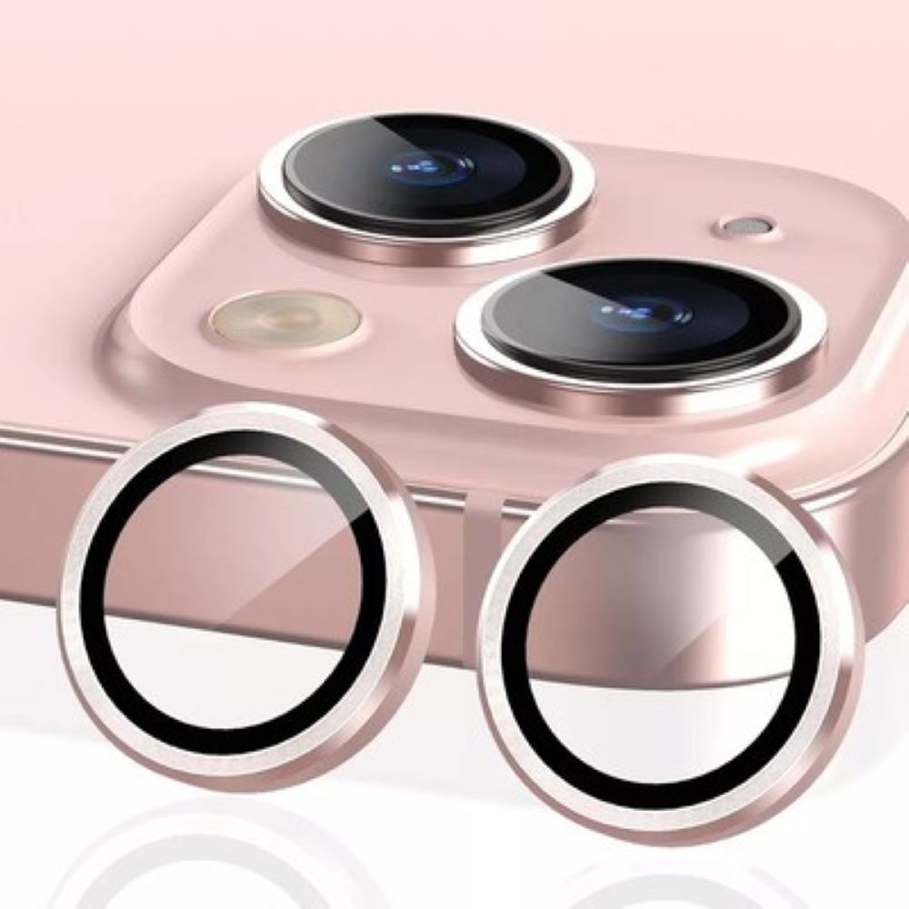 Micas de cámara individuales metal para iphone 13 rosado