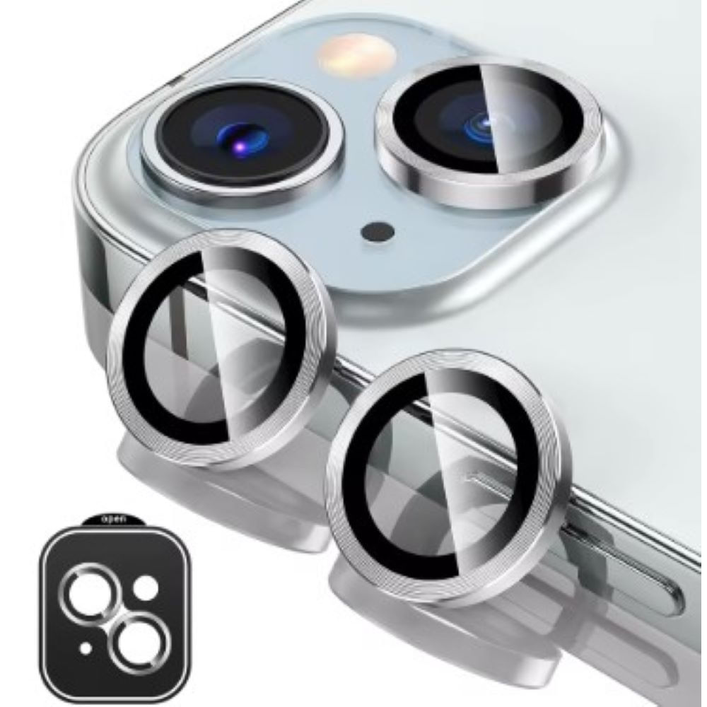 Micas de cámara individuales metal para iphone 13 plata