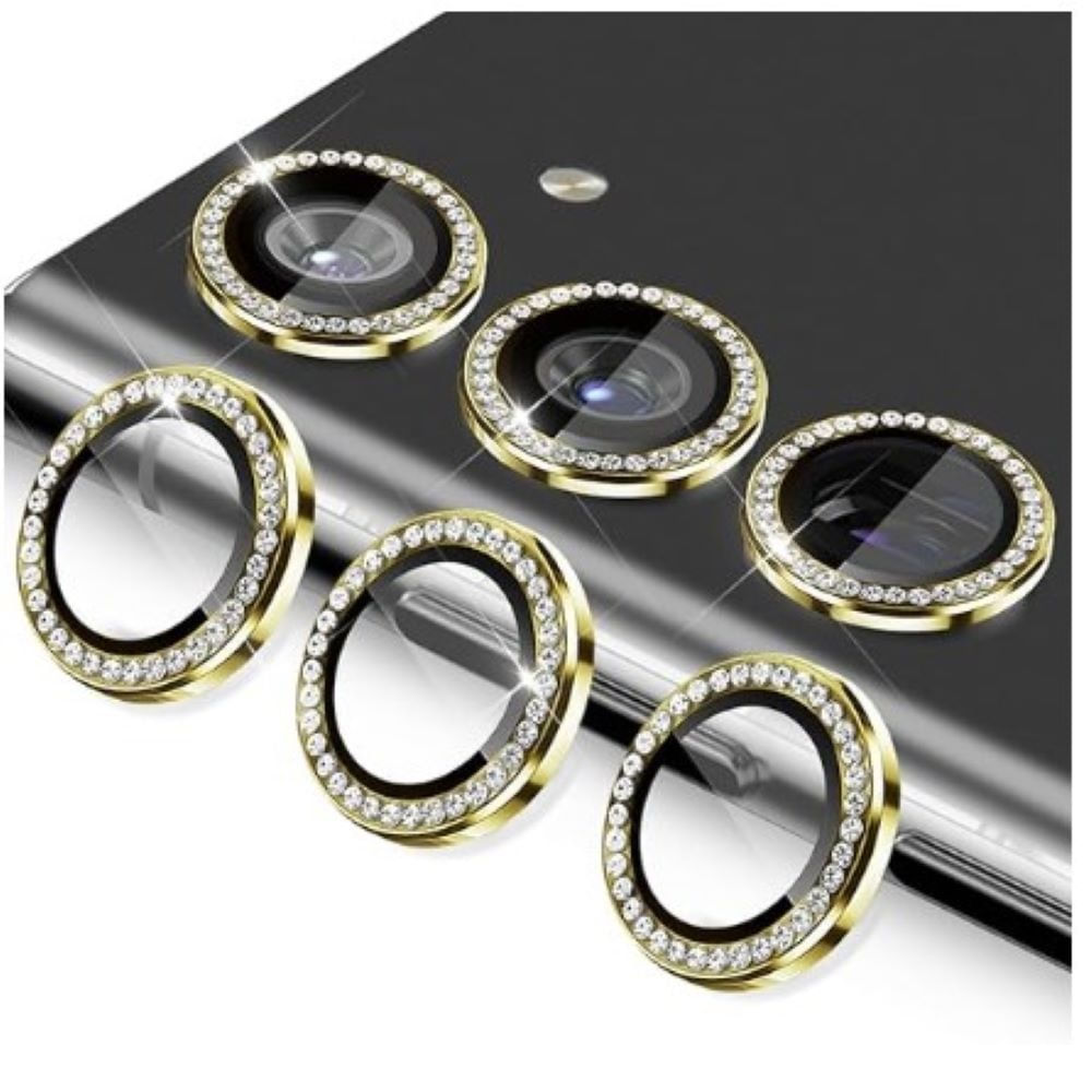 Micas de cámara individuales piedras para samsung s24 plus dorado