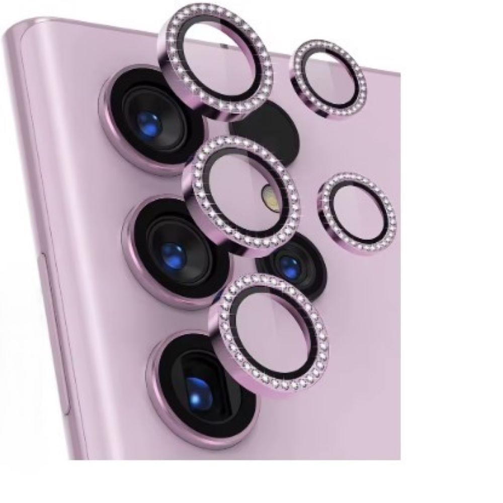 Micas de cámara individuales piedras para samsung s24 ultra rosado