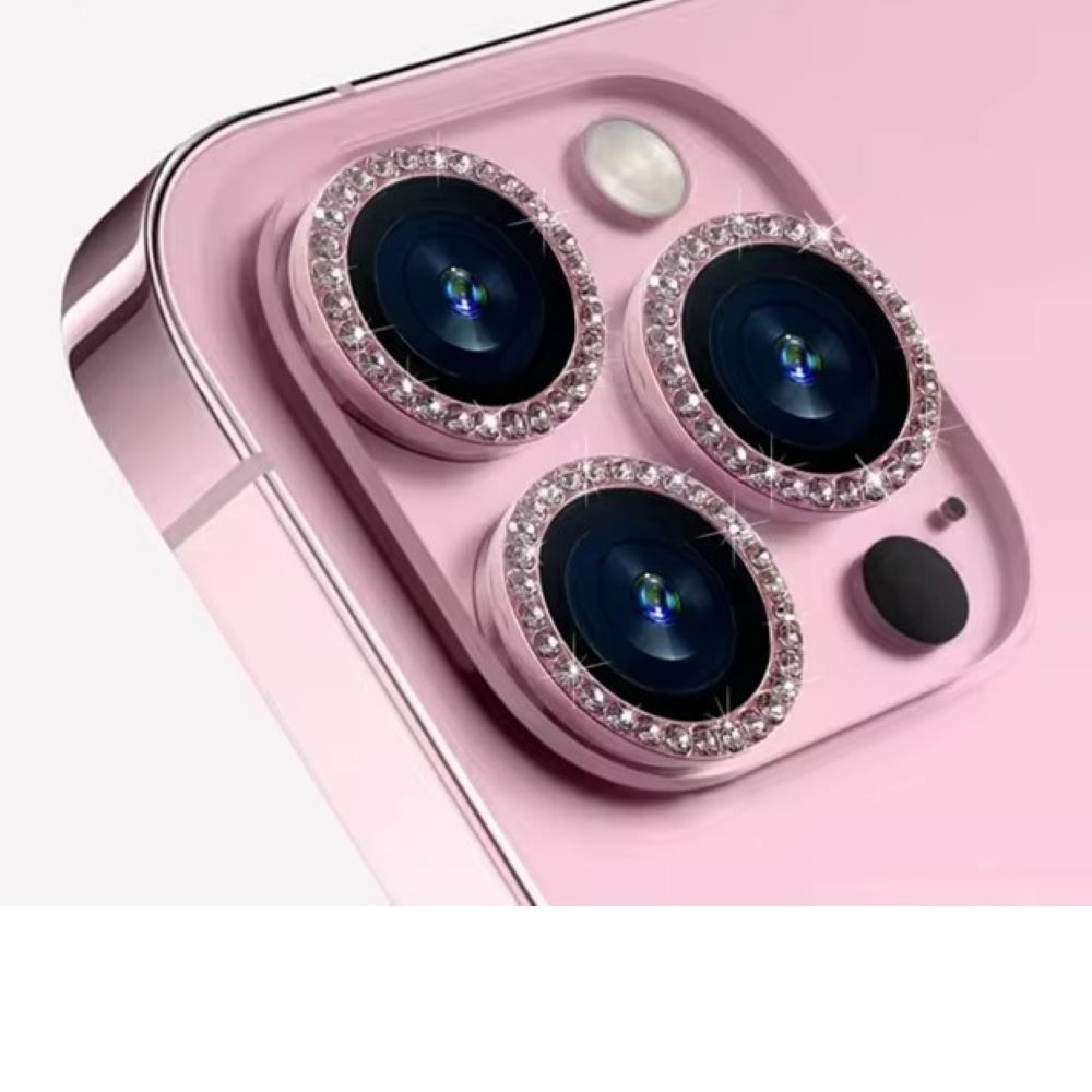 Micas de cámara individuales piedras para iphone 13 pro 13 pro max rosado