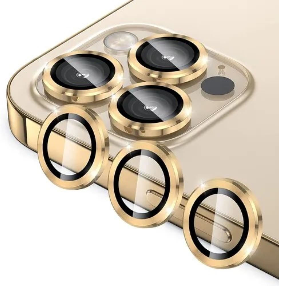 Micas de cámara individuales metal para iphone 14 pro  14 pro max dorado
