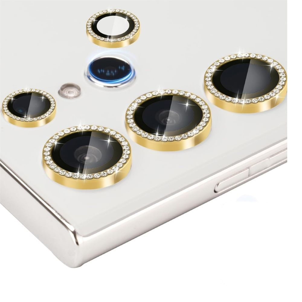 Micas de cámara individuales piedras para samsung s24 ultra dorado