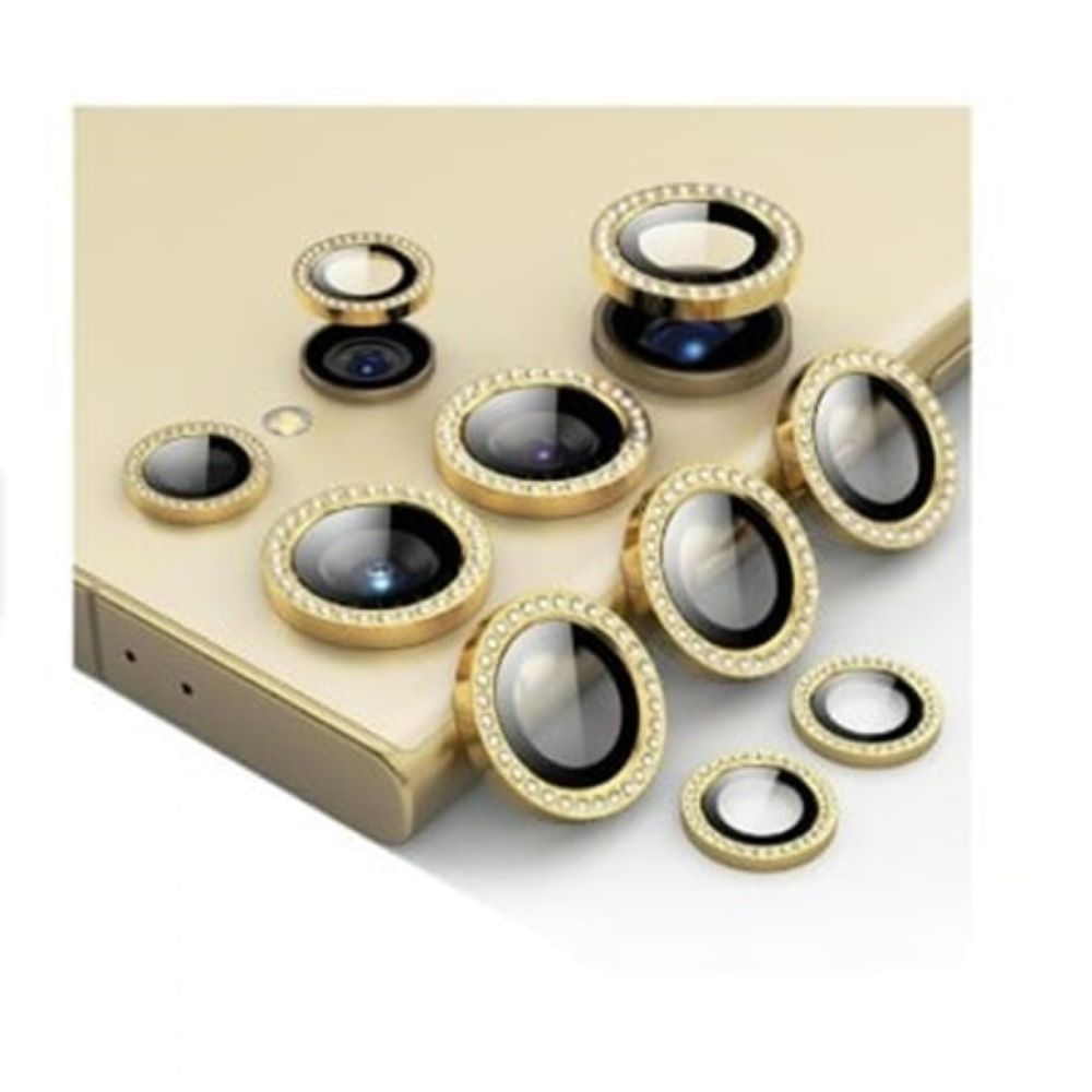 Micas de cámara individuales piedras para samsung s23 ultra dorado