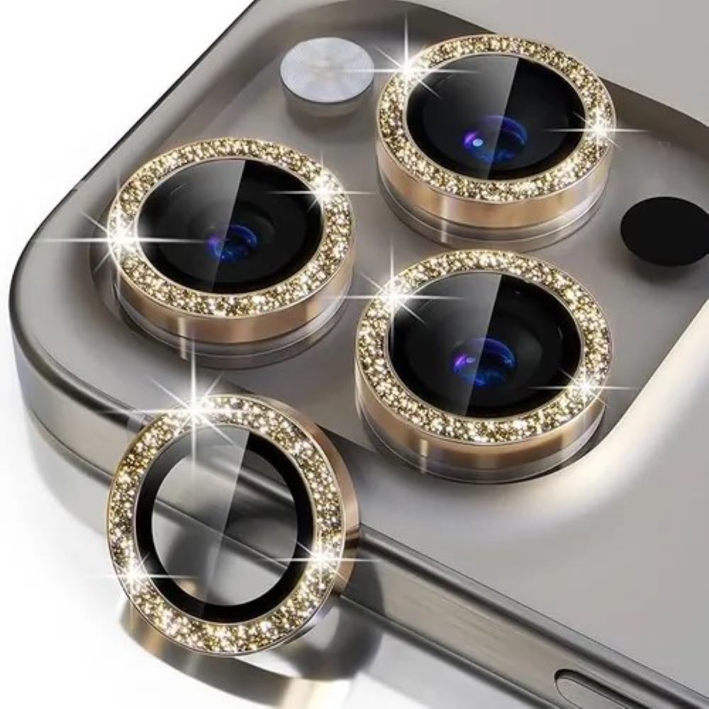 Micas de cámara individuales escarcha para iphone 14 pro 14 pro max dorado