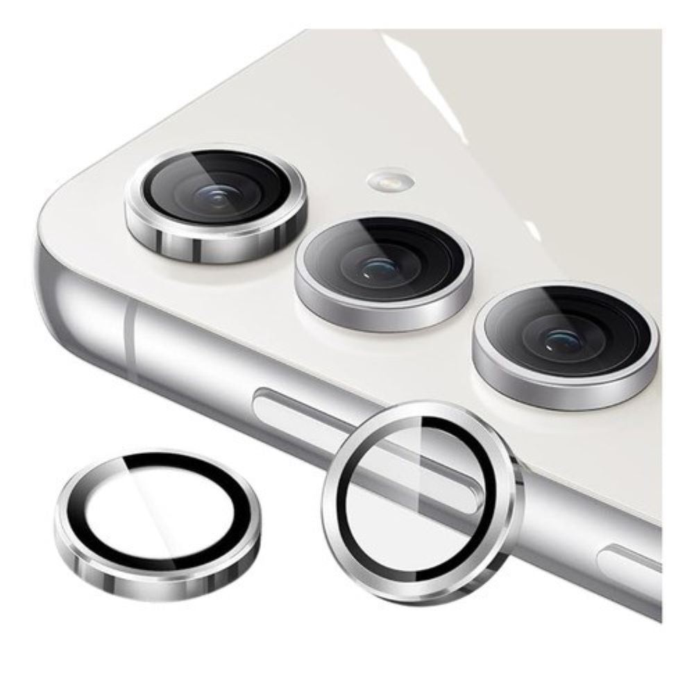 Micas de cámara individuales metal para samsung s24 plus plata