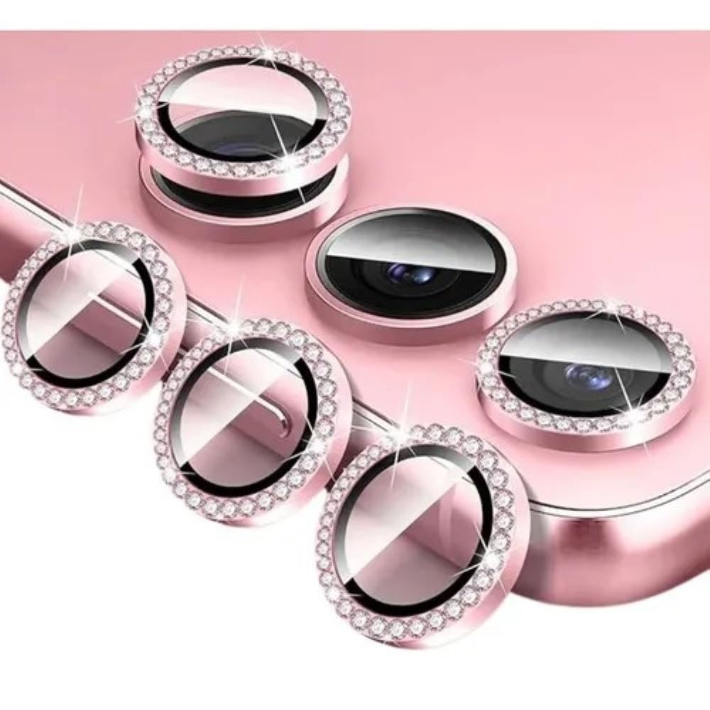 Micas de cámara individuales piedras para samsung s24 plus rosado