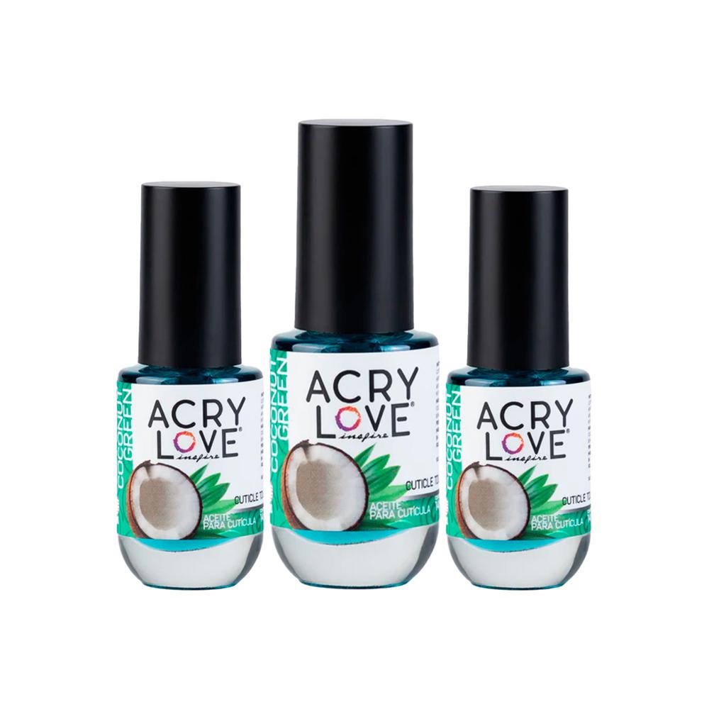 Aceite Para Cutícula 14ml Coco Verde Acrylove 3 Unid