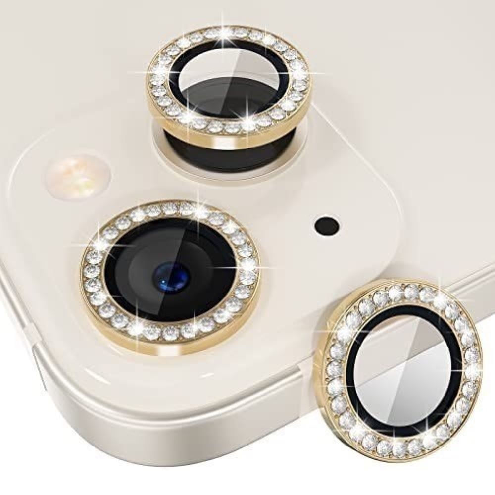 Micas de cámara individuales piedras para iphone 13 dorado