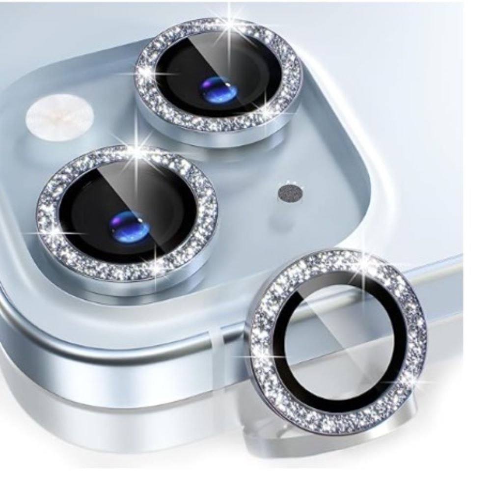 Micas de cámara individuales escarcha para iphone 14  14 plus plata