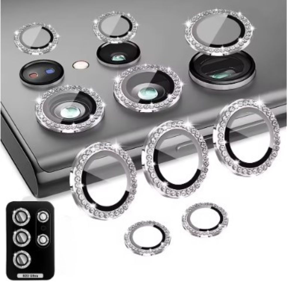Micas de cámara individuales piedras para samsung s22 ultra plata
