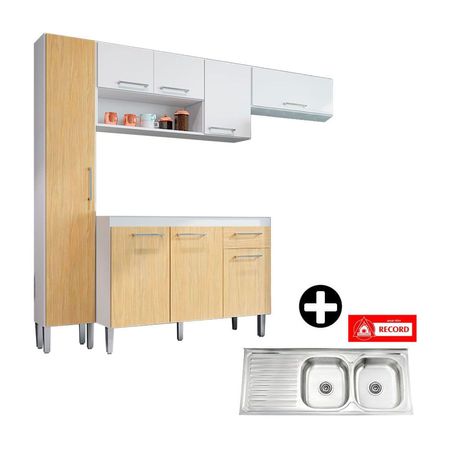 COMBO Mueble de cocina Madrid Lavadero 223cm + Lavadero 2 pozas con escurridor 120x50cm