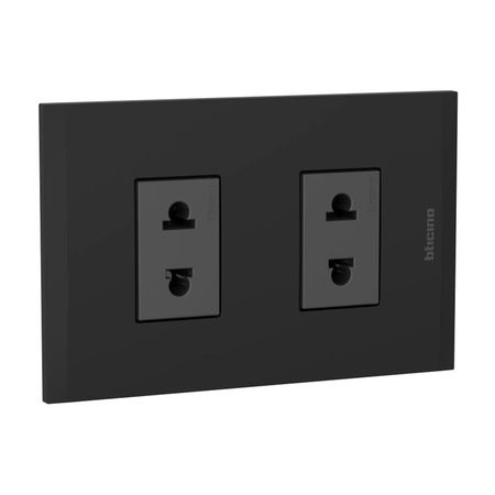 Tomacorriente Universal Doble Modus 4 Bticino AH2112E2ANG Negro