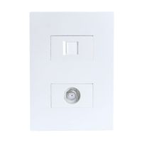 Placa Armada Orange: Toma TV Tipo F + Toma Rj-45 Cat6 Matte Blanco