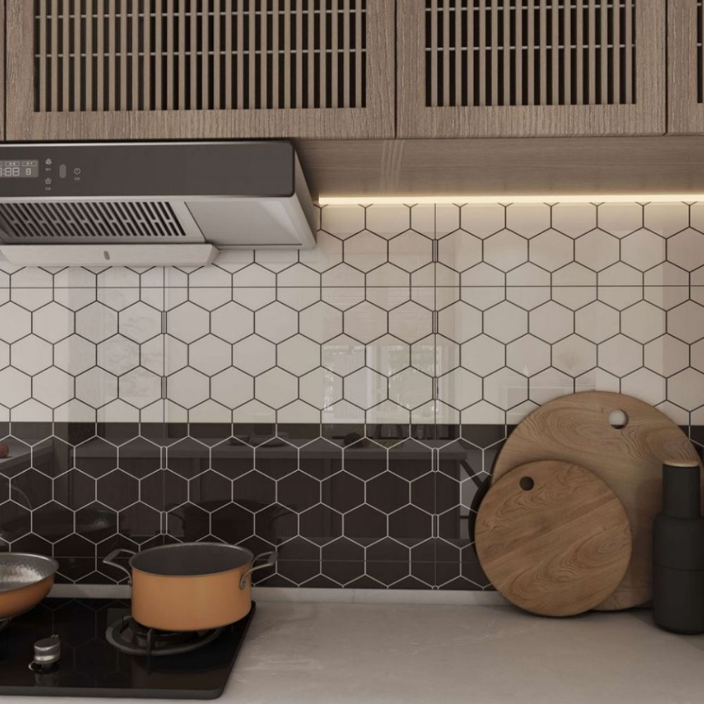 Pared graficada Rombos White 30x60cm 1.8m2 Orange