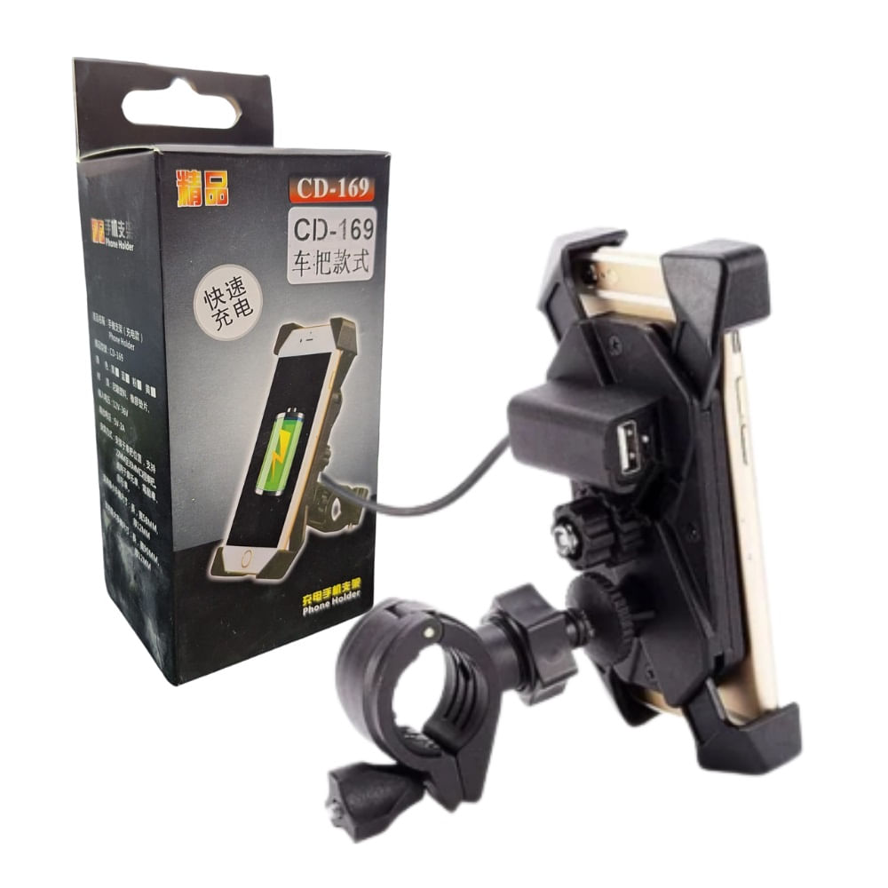 Soporte de Celular para Moto con Cargador USB Desmontable para Timon JHM CH-402