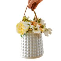 Florero Decorativo Modelo Primavera Cuadros Blanco  304CB11