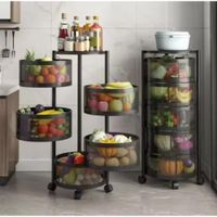 Cesta Carrito de Cocina Giratorio Organizador de 5 Niveles con Ruedas