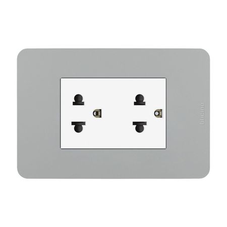 Tomacorriente Doble Policarbonato Gris Matix Go Bticino