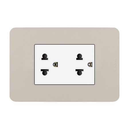 Tomacorriente Doble Policarbonato Bticino Matix Go Beige 220V