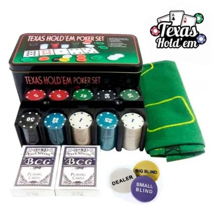KROWN Set De Póker En Caja De Metal – 200 Fichas, 2 Barajas Y Botones De Distribuidor, Ideal Para Noches De Casino