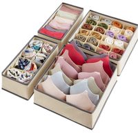 Set De 4 Organizadores De Ropa Interior Plegable Beige  263BG02