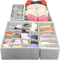Set De 4 Organizadores De Ropa Interior Plegable Gris  264GR03