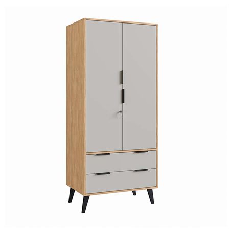 Ropero Milán 2 Puertas 2 Cajones MDP Maple/Metal Orange