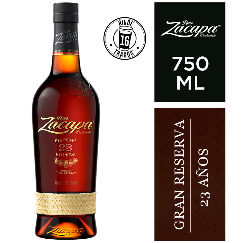 Ron ZACAPA Solera Gran Reserva Botella 750ml plazaVea