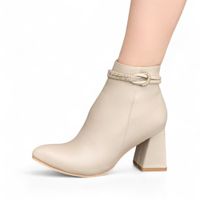 Botin Mujer Detalle Lindo 2086L-65 Taco 7 Color Beige
