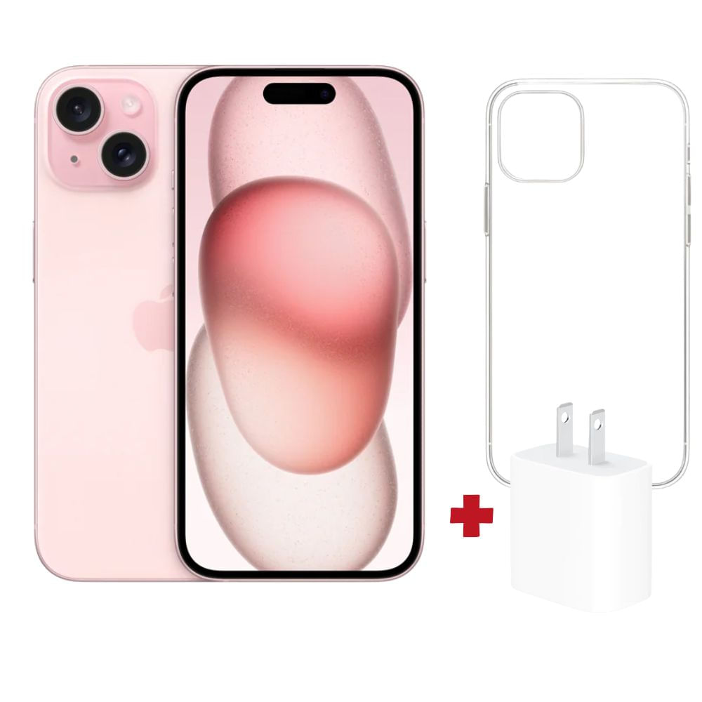 iPhone 15 128GB Rosa (CHIP FISICO)+ Adaptador 20w + Case Space